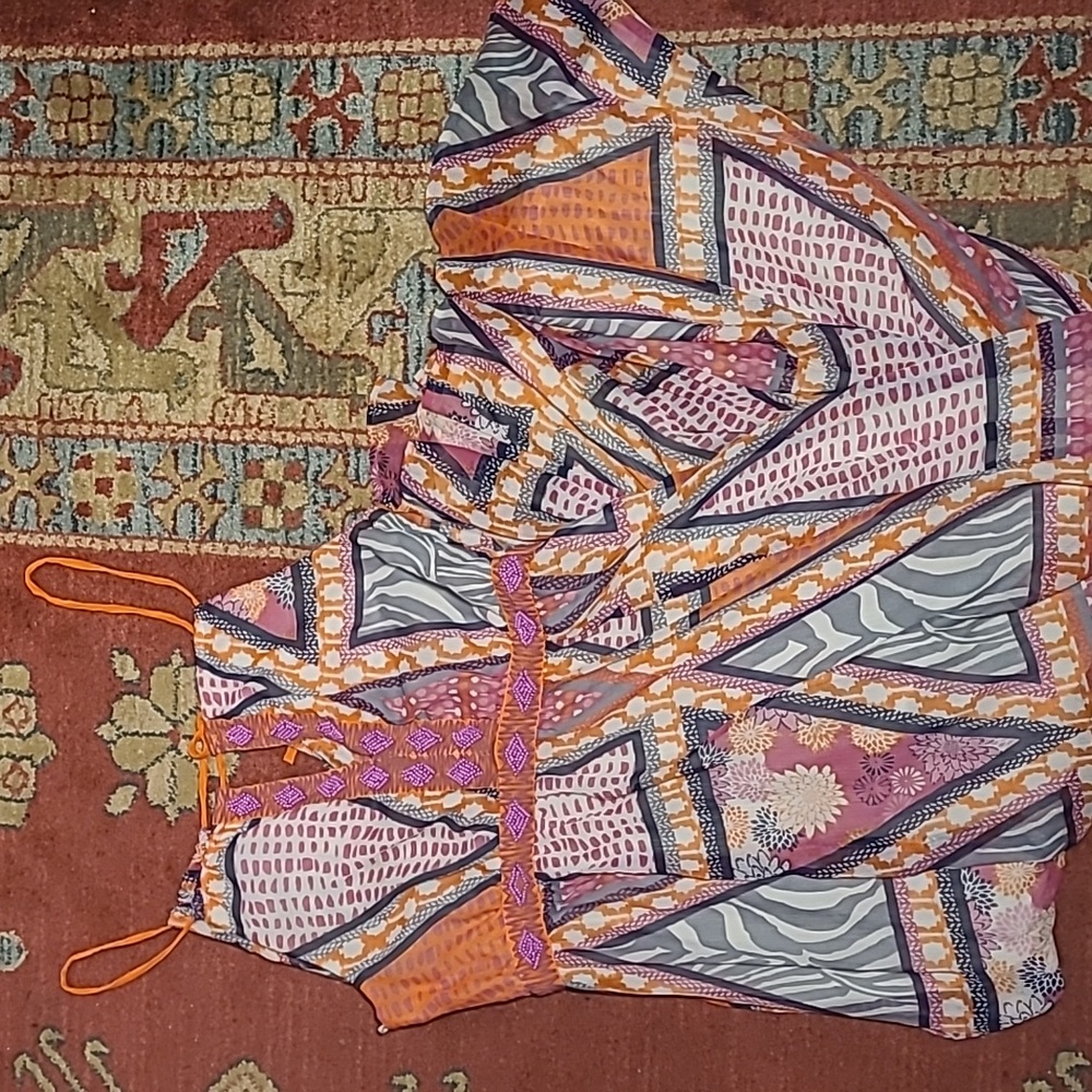 H&M BEADED ZEBRA AND FLORAL ABSTRACT PRINT MAXI SUMMER DRESS